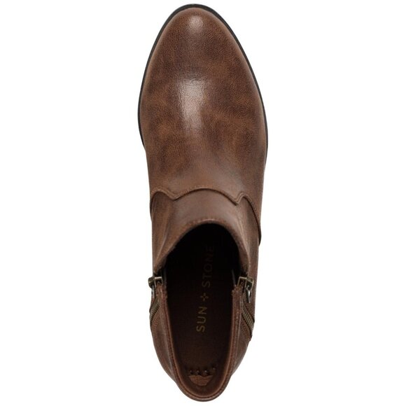 Sun + Stone Womens Adelinee Double Zip Ankle Booties Brown 5M - Picture 10 of 11